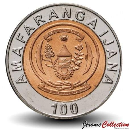 RWANDA - PIECE de 100 Francs - Armes nationales - Bimétal - 2007 – Km32 – JeromeCollection