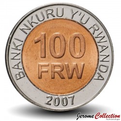 RWANDA - PIECE de 100 Francs - Armes nationales - Bimétal - 2007