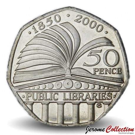 ROYAUME UNI - PIECE de 50 Pence - Bibliothèques publiques - 2000 – Km1004 – JeromeCollection