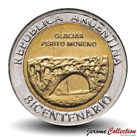 ARGENTINE - PIECE de 1 Peso - Bimétal - Glacier Perito Moreno - 2010 – Km160 – JeromeCollection