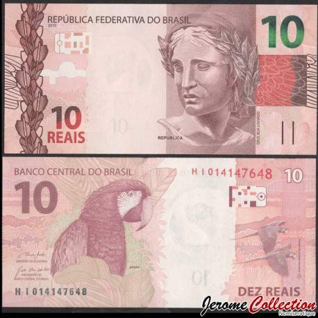 BRESIL - Billet de 10 Reais - Perroquet Ara - 2019 – P254e – JeromeCollection