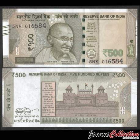 INDE - Billet de 500 Roupies - Lettre L - 2020 – P114eL – JeromeCollection