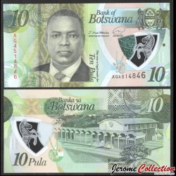 BOTSWANA - Billet de 10 Pula - Président Mokgweetsi Masisi - 2020 – P36a – JeromeCollection