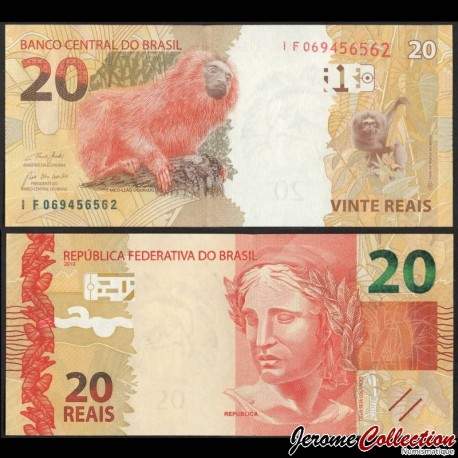 BRESIL - Billet de 20 Reais - Tamarin lion doré - 2010 / 2019 – P255e – JeromeCollection