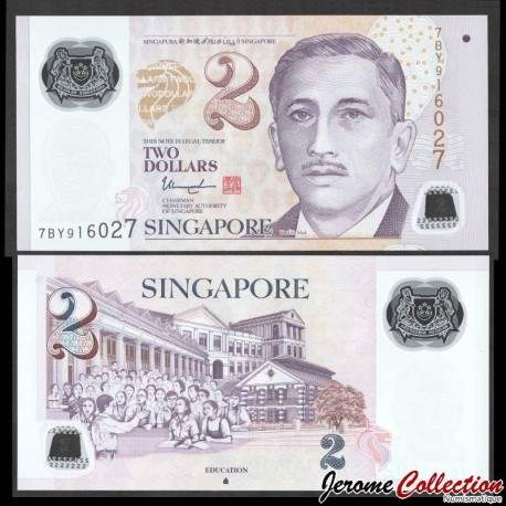 SINGAPOUR - Billet de 2 Dollars - Polymer - Education - ⛰ - 2021 – P46n – JeromeCollection