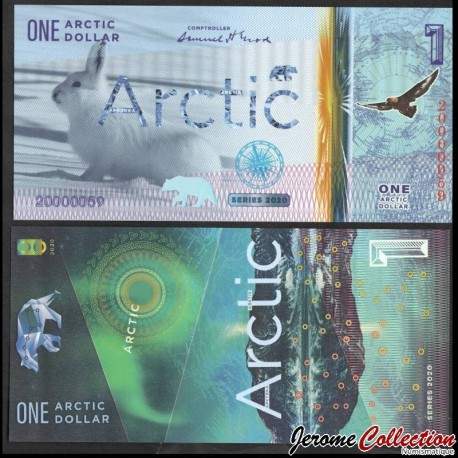 ARCTIC - Billet de 1 ARCTIC DOLLAR - Lapin des neiges - 2020 – 0001 – JeromeCollection
