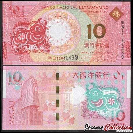 MACAO - BNU - Billet de 10 Patacas - Année Lunaire Chinoise du Buffle - 2021 – P88f – JeromeCollection