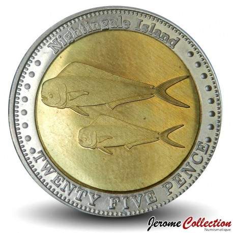 NIGHTINGALE ISLAND / TRISTAN DA CUNHA - PIECE de 25 Pence - Deux dorades coryphène - 2011 – N32596 – JeromeCollection