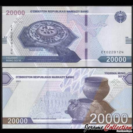 OUZBEKISTAN - Billet de 20000 Som - Site archéologique de Jonbos - 2021 – P90 – JeromeCollection