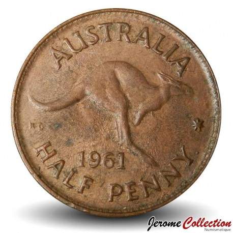 AUSTRALIE - PIECE de 1/2 Penny - Kangourou - 1961 – Km61 – JeromeCollection