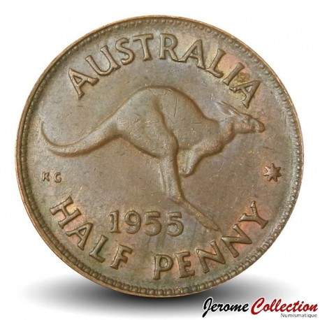 AUSTRALIE - PIECE de 1/2 Penny - Kangourou - 1955 – Km49 – JeromeCollection