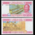 CENTRAFRIQUE / ETATS DE L'AFRIQUE CENTRALE / BEAC - Billet de 2000 Francs - Barrage hydroélectrique - M - 2017 – P308md