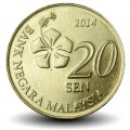 MALAISIE - PIECE de 20 Sen - Hibiscus - 2014 – Km203 – JeromeCollection