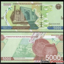OUZBEKISTAN - Billet de 5000 Som - Site archéologique d'Afrasiyob - 2021 – P88 – JeromeCollection
