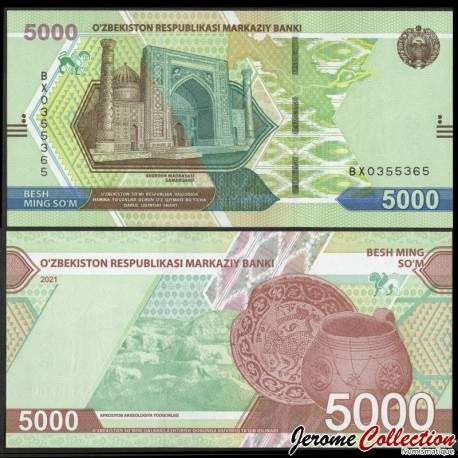 OUZBEKISTAN - Billet de 5000 Som - Site archéologique d'Afrasiyob - 2021 – P88 – JeromeCollection