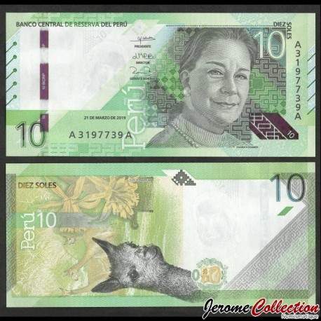 PEROU - Billet de 10 Soles - Chabuca Granda / Vigogne - 21.03.2019 – P196a – JeromeCollection