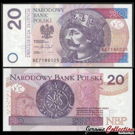 POLOGNE - Billet de 20 Złotych - Boleslas Ier de Pologne - 15.09.2016 – P184b – JeromeCollection