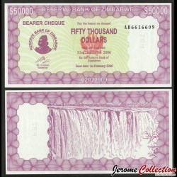 ZIMBABWE - Billet de 50000 Dollars - Les chutes Victoria - 01.02.2006