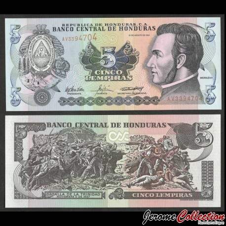 HONDURAS - Billet de 5 Lempiras - Bataille de Trinidad - 26.08.2004 – P85d – JeromeCollection