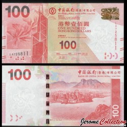 HONG KONG - Banque de Chine - Billet de 100 Dollars - Rocher du Lion - 2015