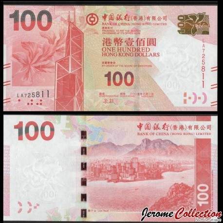 HONG KONG - Banque de Chine - Billet de 100 Dollars - Rocher du Lion - 2015 – P343e – JeromeCollection