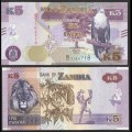 ZAMBIE - Billet de 5 Kwacha - Lion - 2020 – P57c – JeromeCollection