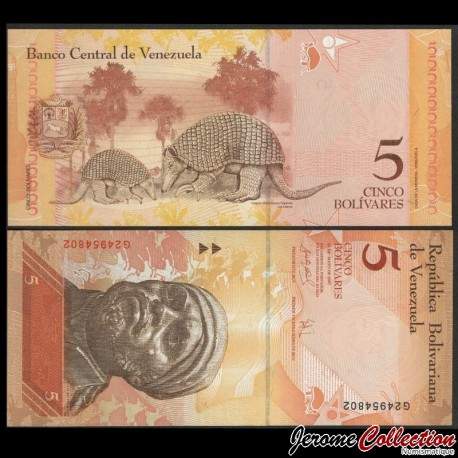 VENEZUELA - Billet de 5 Bolivares - Tatou géant - 24.05.2007 – P89b – JeromeCollection