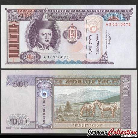 MONGOLIE - Billet de 100 Tögrög - Chevaux - 2008 – P65b – JeromeCollection