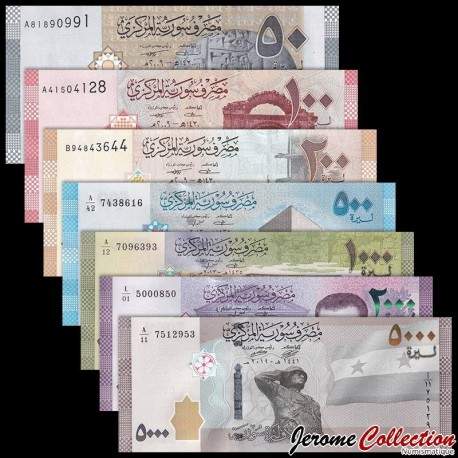 SYRIE - SET / LOT de 7 Billets - 50 100 200 500 1000 2000 5000 livres - 2009 / 2023 – P112 113 114 115 116 117 118 –