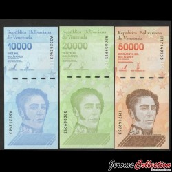 VENEZUELA - SET / LOT de 3 Billets de 10000 20000 50000 Bolivares - 2019 – P109b 110b 111b – JeromeCollection