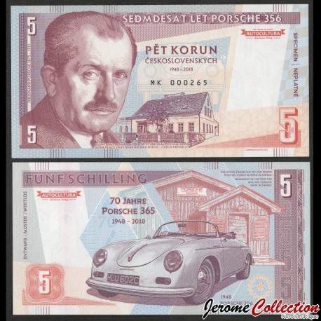 TCHÉCOSLOVAQUIE - Billet de 5 Korun - Ferdinand Porsche - MK - 2019 – 0005 - Gabris – JeromeCollection