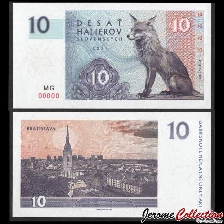 SLOVAQUIE - Billet de 10 Halierov - Renard roux - MG - 2021 – 0010 - Gabris – JeromeCollection