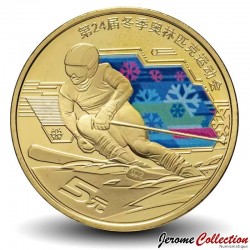 CHINE - PIECE de 5 YUAN - Jeux olympiques d'hiver de Pékin 2022 - Colorisée - 2022