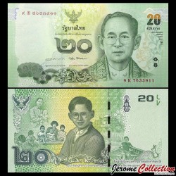 THAILANDE - Billet de 20 Baht - Billet commémoratif de la vie du roi Rama IX - 2017