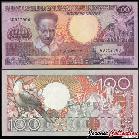 SURINAME - Billet de 100 Gulden - Toucan - 1988 – P133b – JeromeCollection