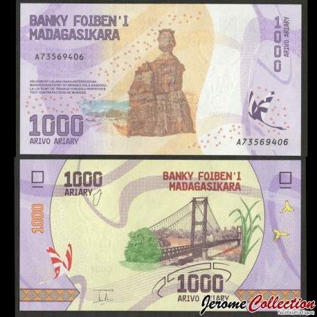 MADAGASCAR - Billet de 1000 ARIARY - Pont de Kamoro - 2022 – P100b – JeromeCollection