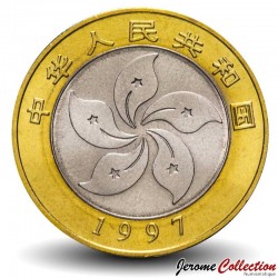 CHINE - PIECE de 10 YUAN - Rétrocession de Hong-Kong - Bimétal - 1997