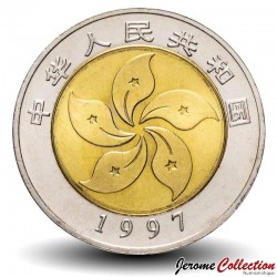 CHINE - PIECE de 10 YUAN - Rétrocession de Hong-Kong - Bimétal - 1997