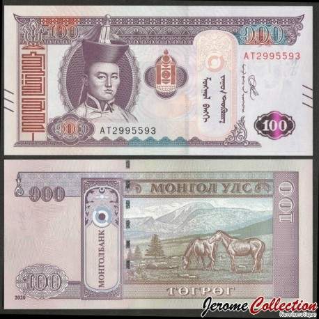 MONGOLIE - Billet de 100 Tögrög - Chevaux - 2020 – P73 – JeromeCollection