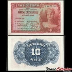 ESPAGNE - Billet de 10 Pesetas - Jeune Femme - 1935
