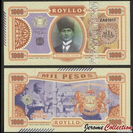 ROYLLO ISLAND - Billet de 1000 Pesos - Mustafa Kemal Atatürk - 2018 – 01000 – JeromeCollection