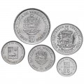 VENEZUELA - SET / LOT de 5 PIECES de 25 50 Centimos - 1 2 Bolivares - 1989 / 1990 – Y80a 81a 82 83 85 94 –