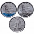 CANADA - SET / LOT de 3 PIECES de 10 CENTS - 100e anniversaire du Bluenose - 2021 – KM3081 KM3083 KM3083.1 –