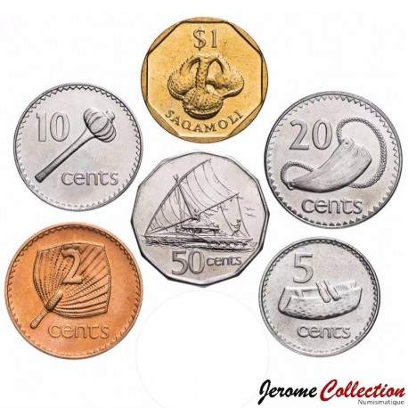 FIDJI - SET / LOT DE 6 PIECES de 2 5 10 20 50 Cents 1 Dollar - 1990/2006 – Km50a 51a 52a 53a 54a 73 – JeromeCollection