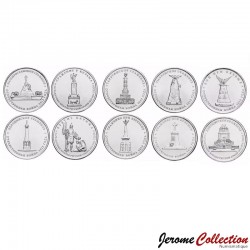 RUSSIE - SET / LOT de 10 PIECES de 5 Roubles - Bataille de la guerre 1812 - 2012 – Y1408 / 1417 – JeromeCollection