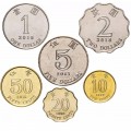 HONG-KONG - SET / LOT de 6 PIECES de 10 20 50 Cents - 1 2 5 Dollars 1993 / 2019 – Km64 65 66 67 68 69a –