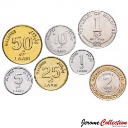 MALDIVES - SET / LOT de 7 PIÈCES - 1 5 10 25 50 Laari 1 2 Rufiyaa - 2007 / 2017