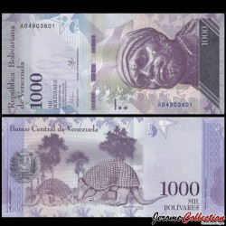 VENEZUELA - Billet de 1000 Bolivares - Tatou géant - 18 08 2016