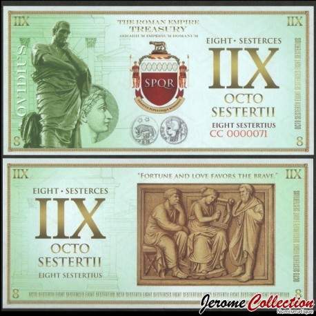 EMPIRE ROMAIN - Billet de 8 Sesterces - Ovide - 2018 – 0008 – JeromeCollection