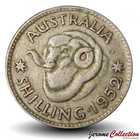 AUSTRALIE - PIECE de 1 Shilling (Argent) - George VI - Tête de bélier - 1952 – Km46 – JeromeCollection
